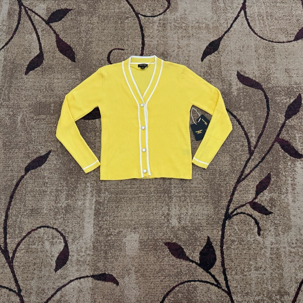 Yellow and white cardigan Tenney Rose Size M